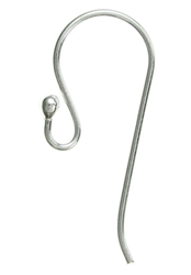 20pcs Sterling Silver Ear Wire Ball Dot French Hooks 20x10mm/ Dangle Earring Hooks (wire ~21GA or 0.7mm) #ss194-BB